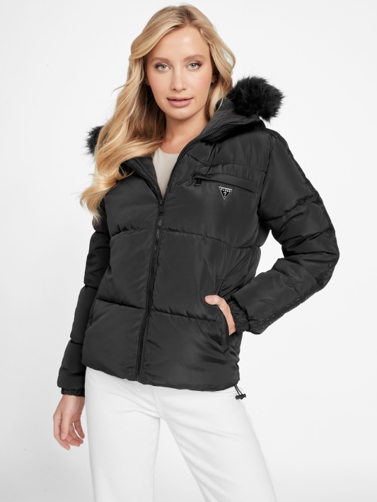 Jet Juoda Guess Eco Lara Puffer Striukė