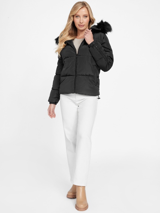 Jet Juoda Guess Eco Lara Puffer Striukė