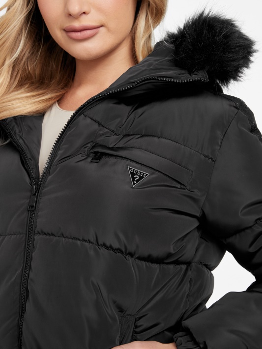 Jet Juoda Guess Eco Lara Puffer Striukė