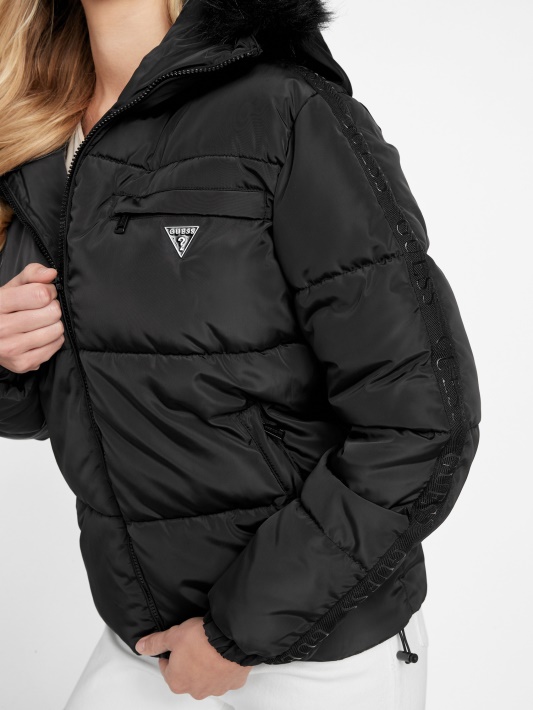 Jet Juoda Guess Eco Lara Puffer Striukė