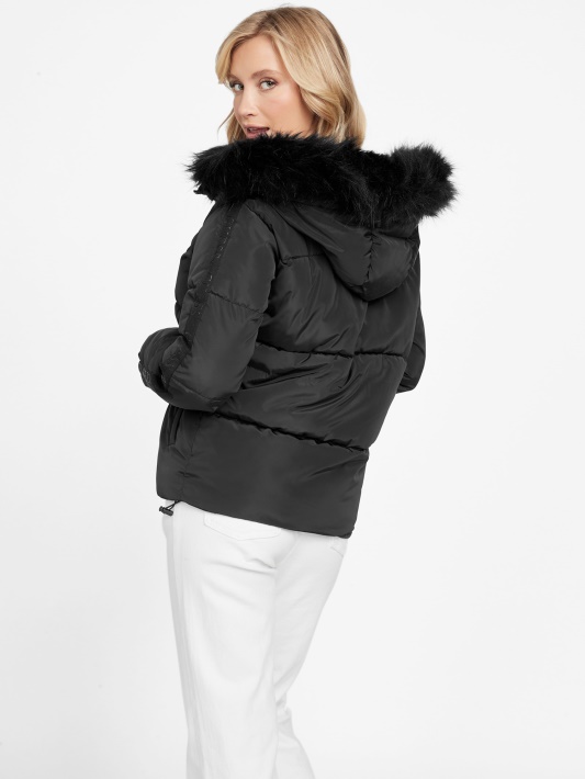 Jet Juoda Guess Eco Lara Puffer Striukė