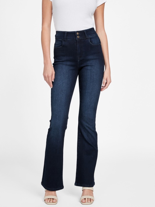 Tamsūs Skalbiniai Guess Jazmine Dviejų Sagų Aukšti Bootcut Džinsai
