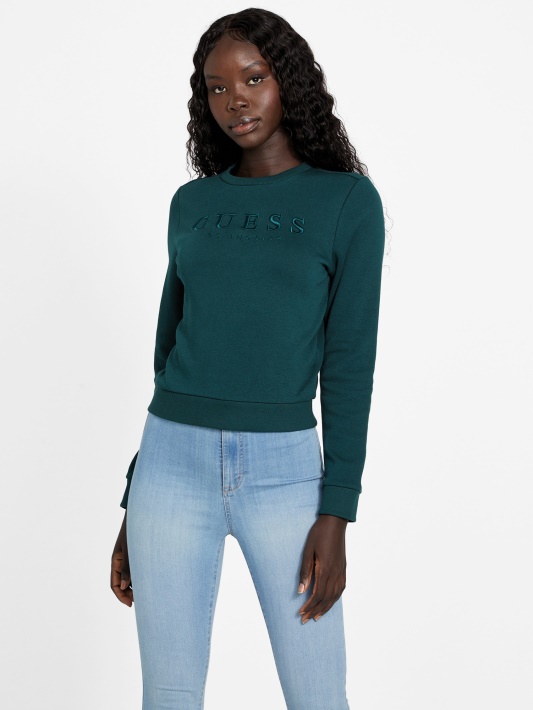 Val Crewneck Megztinis Tamsus Nefritas Spėjimas