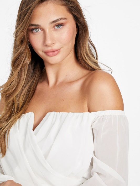Spėk Jenner Off-shoulder Top Balandis Baltas