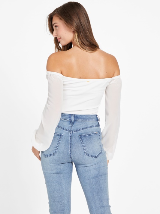 Spėk Jenner Off-shoulder Top Balandis Baltas