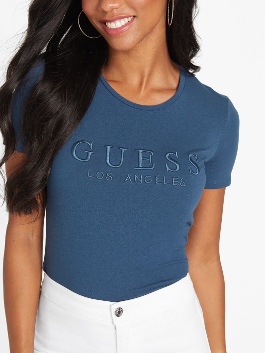 Navy Fior Lizza Išsiuvinėtas Logotipas Tee Spėjimas