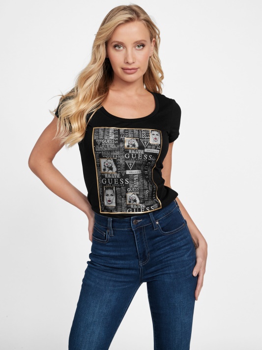 Eco Sia Tinklinio Tipo Tee Guess Jet Juoda