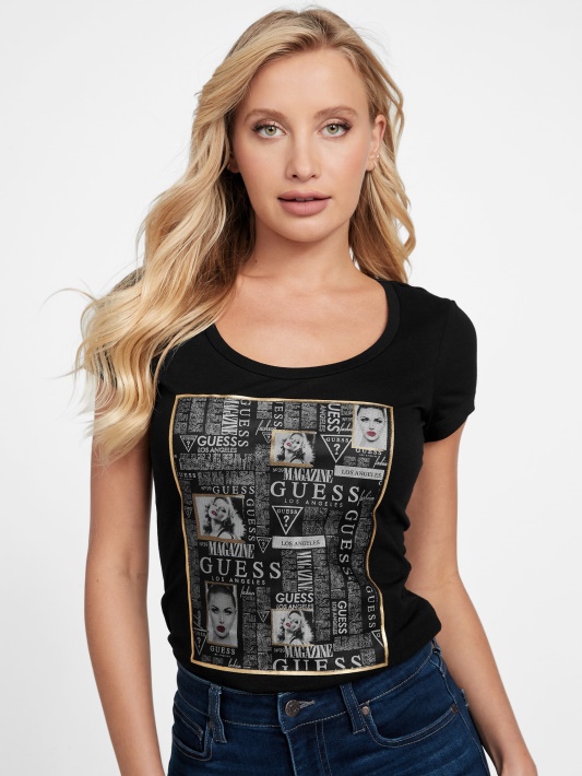 Eco Sia Tinklinio Tipo Tee Guess Jet Juoda