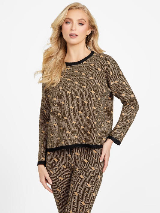 Eco Boxy Cachet Megztinis Atspėti Toasted Taupe Multi