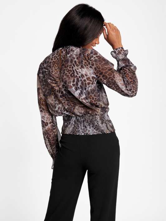 Spėk Eko Avelina Smocked Top Leopardo žakardo Multi