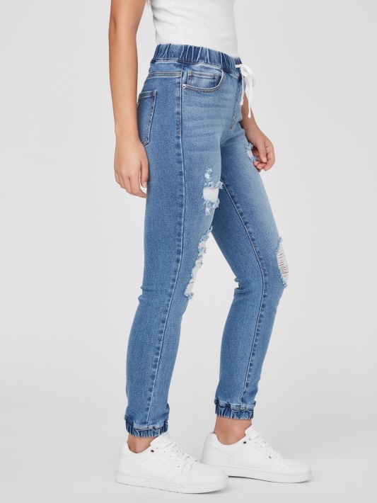 Paisley Mid-rise Denim Joggers Atspėti Vidutinė Sunaikinta