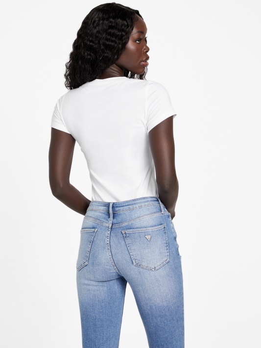 Atspėti Eco Cece Love V-neck Marškinėliai Grynai Balta