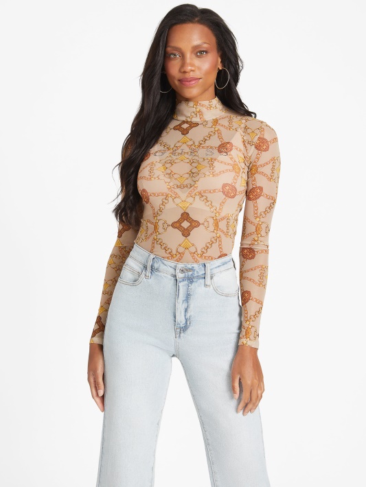 Eco Eara Top Cabana Scroll Putojantis Taupe Spėjimas