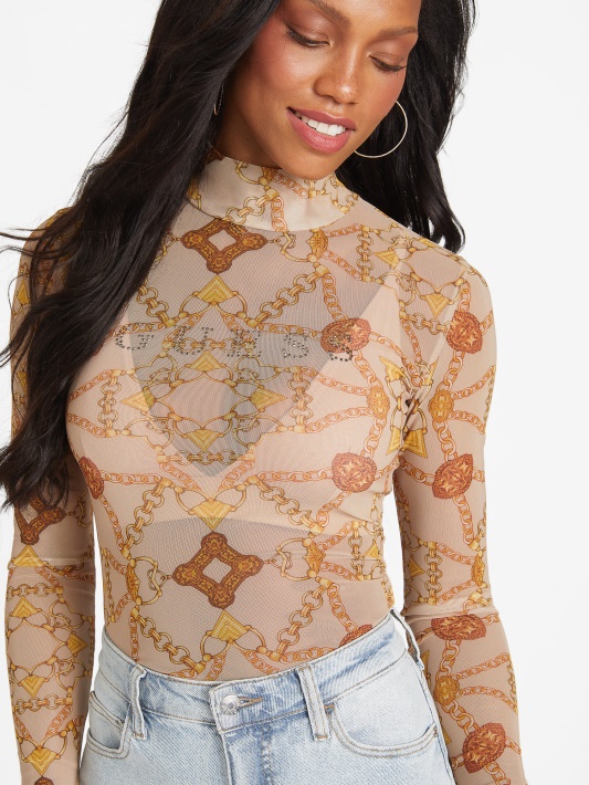Eco Eara Top Cabana Scroll Putojantis Taupe Spėjimas