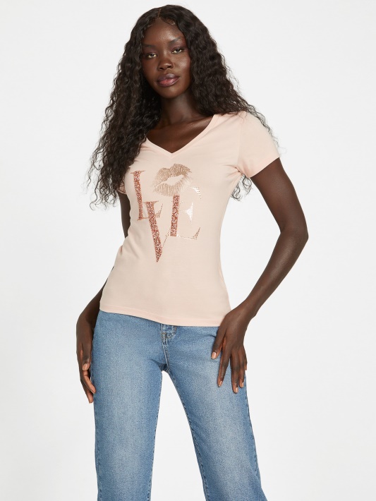 Atspėti Eco Cece Love V-neck Tee Garų Rožė