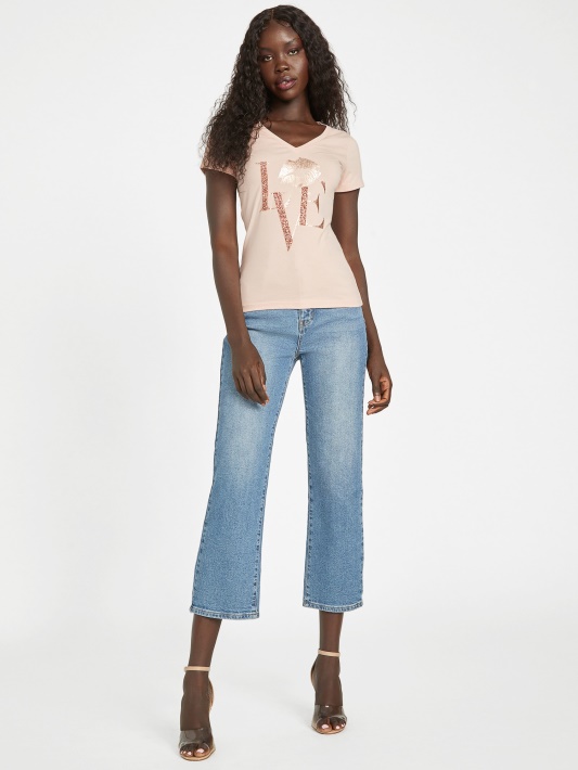 Atspėti Eco Cece Love V-neck Tee Garų Rožė