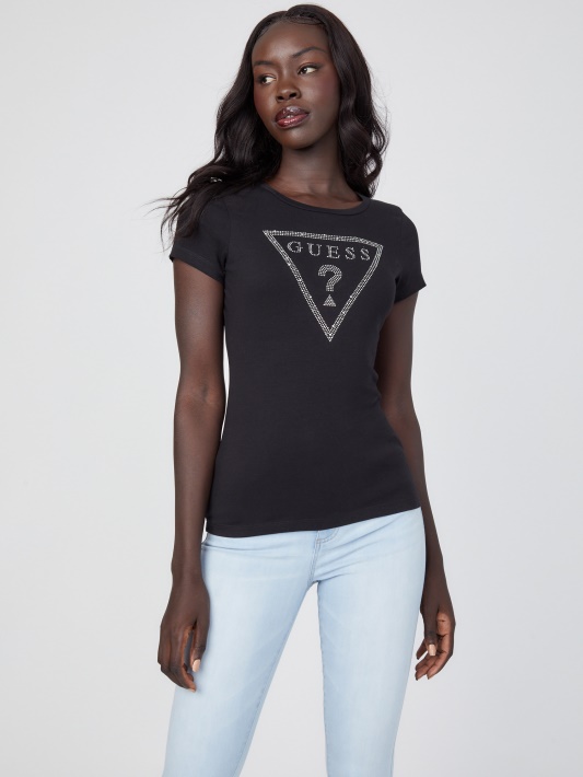 Jet Black Eco Cathy Kalnų Krištolas Logotipas Tee Spėjimas
