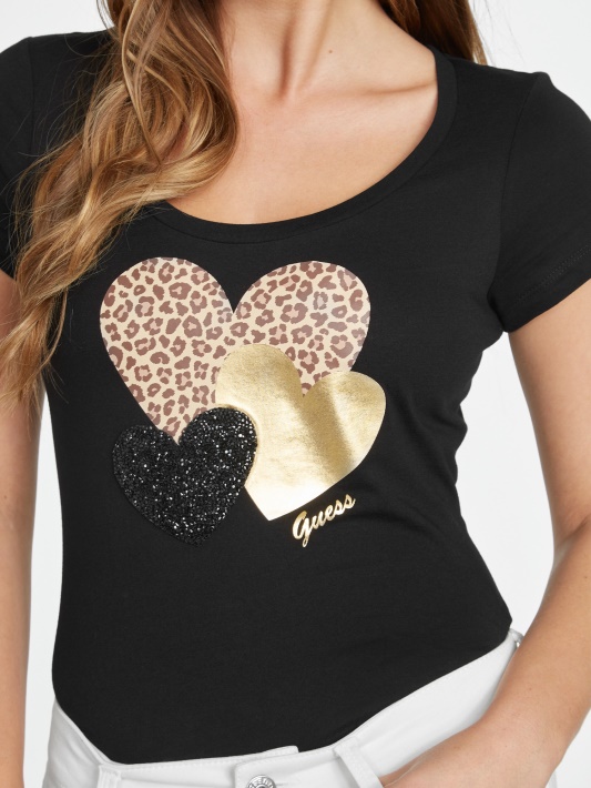 Lennan Heart Tee Jet Juodas Multi Spėjimas