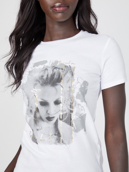 Atspėkite Eco Karyn Modelio Grafinį Marškinėlį True White