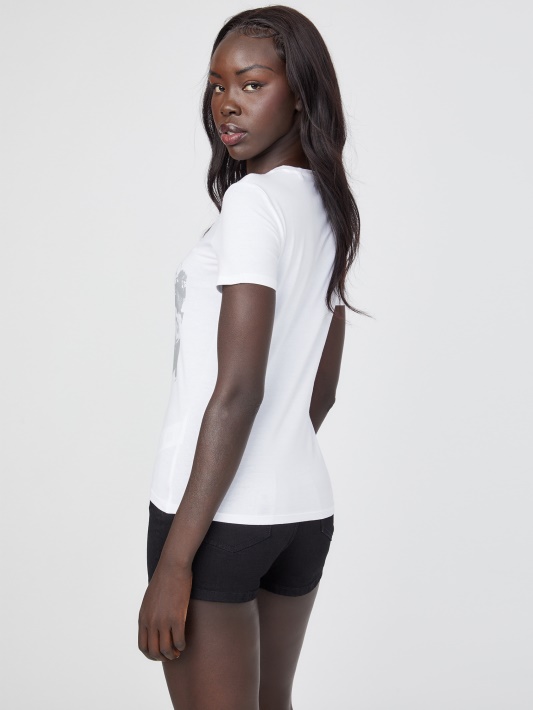 Atspėkite Eco Karyn Modelio Grafinį Marškinėlį True White