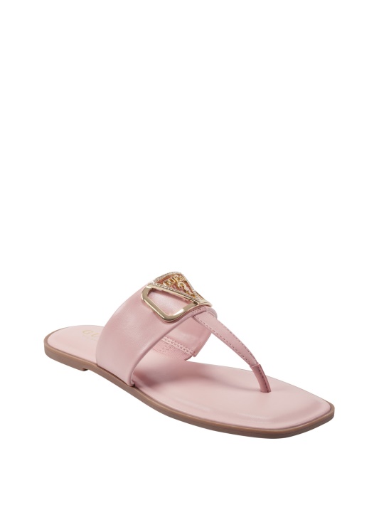 šviesiai Rausvos šerkšno Spalvos Bling T-strap Sandalai Atspėti
