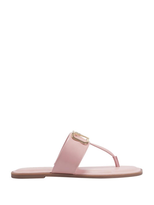 šviesiai Rausvos šerkšno Spalvos Bling T-strap Sandalai Atspėti