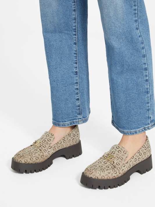 Atspėk Pagaliau Logotipas Chunky Platform Loafers Lt Brown