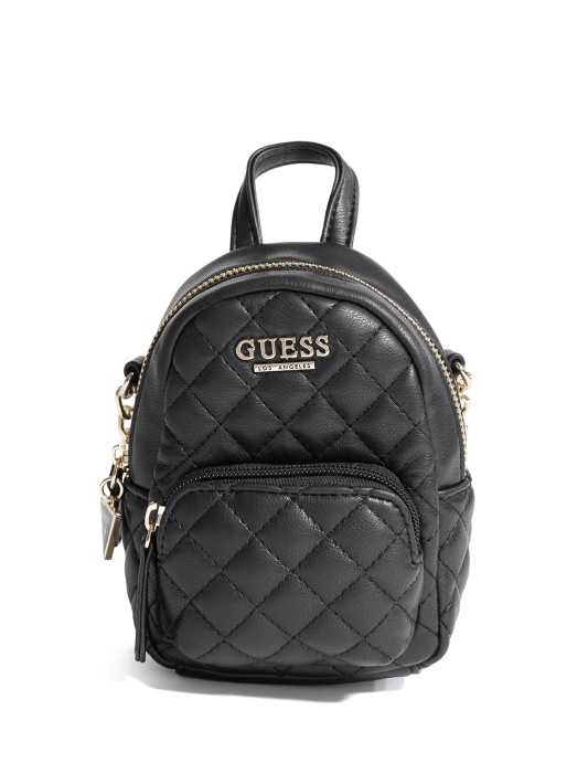 Juoda Guess Evan Dygsniuota Mini Crossbody Kuprinė