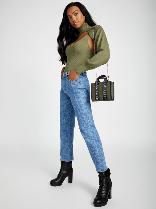 Atspėti Alyvuogių Logotipas-juosta Logotipas Mini Krepšys Crossbody