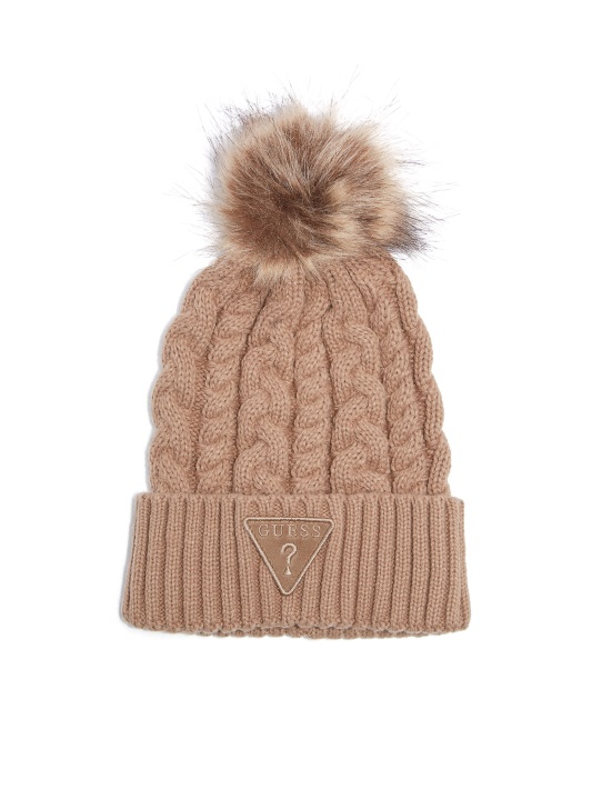 Atspėti Mocha Kabeliu Megzti Pom Beanie