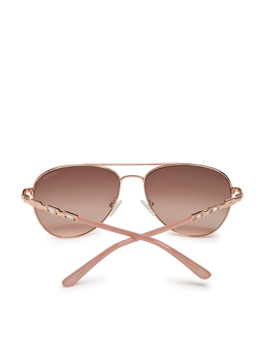 Spėk Aviator Baguette Metaliniai Akiniai Nuo Saulės Rosegold