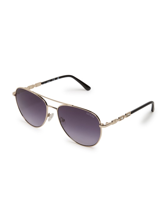 Aviator Baguette Metaliniai Akiniai Nuo Saulės Spėja Juodi