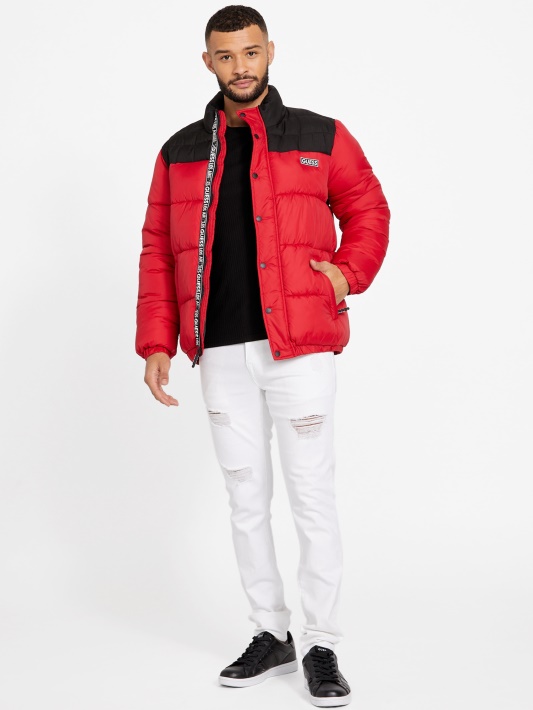 Eko Ralph Puffer Striukė Spėti Varsity Raudona Multi