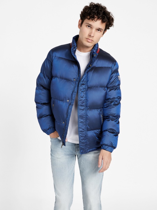 Eco Angelus Spalvos Bloko Pūkuota Striukė Guess Royal Blue