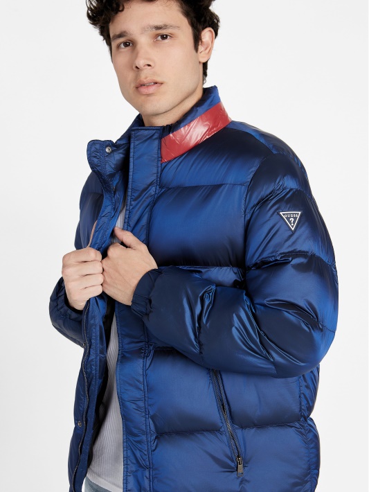 Eco Angelus Spalvos Bloko Pūkuota Striukė Guess Royal Blue
