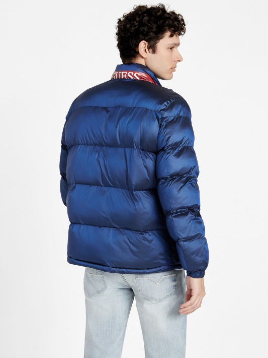 Eco Angelus Spalvos Bloko Pūkuota Striukė Guess Royal Blue