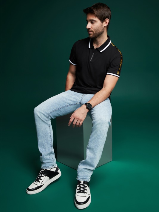 Eco Jon Zip Polo Guess Jet Black