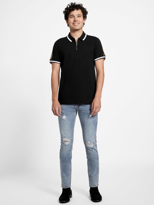 Eco Jon Zip Polo Guess Jet Black