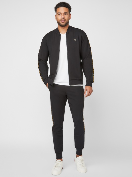 Atspėti Juoda Jon Logotipu Tape Bomber Striukė