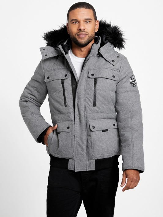 šviesiai Melanžo Pilka Guess Eco Puffer Striukė