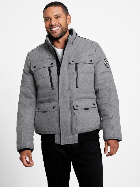 šviesiai Melanžo Pilka Guess Eco Puffer Striukė