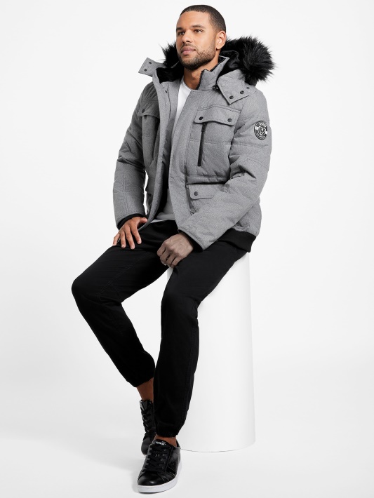 šviesiai Melanžo Pilka Guess Eco Puffer Striukė