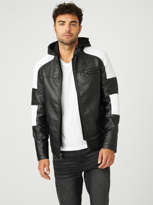 Atspėk Daniel Color-block Dviratininko Striukė Jet Black Multi