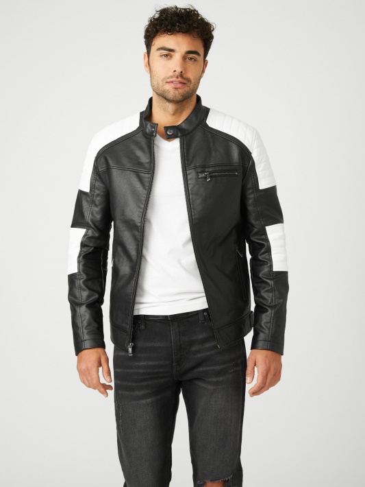Atspėk Daniel Color-block Dviratininko Striukė Jet Black Multi