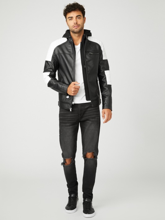Atspėk Daniel Color-block Dviratininko Striukė Jet Black Multi