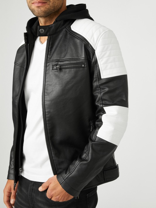 Atspėk Daniel Color-block Dviratininko Striukė Jet Black Multi