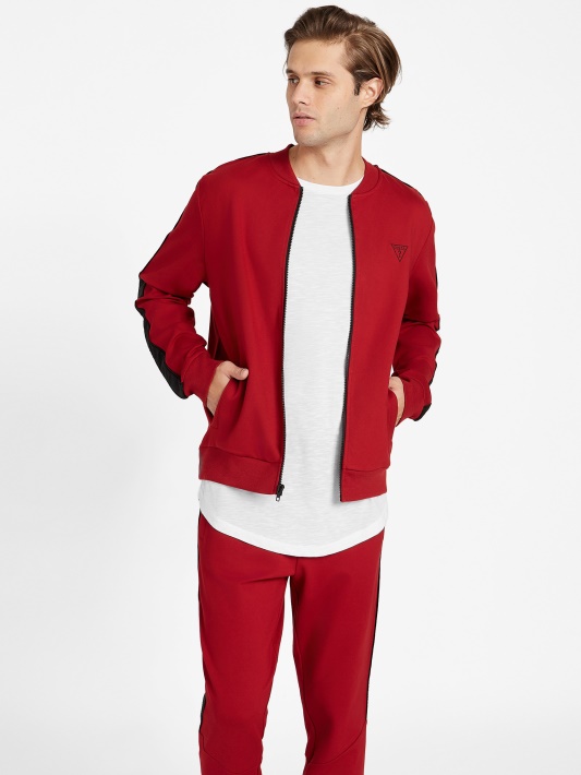 Raudona Noir Guess Jon Logotipo Juosta Bomber Striukė