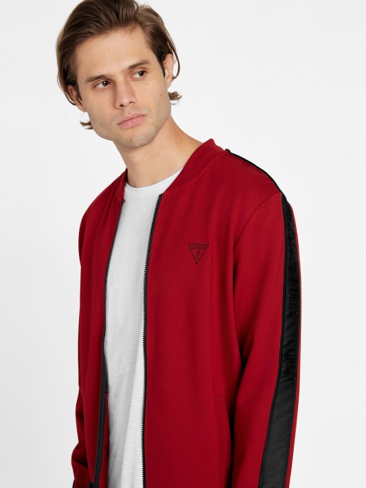 Raudona Noir Guess Jon Logotipo Juosta Bomber Striukė