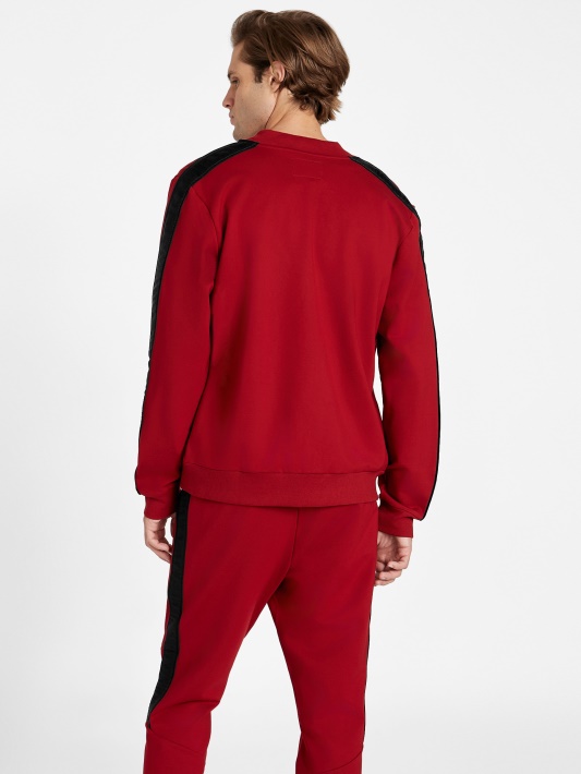 Raudona Noir Guess Jon Logotipo Juosta Bomber Striukė