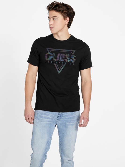 Atspėti Jet Black Eco Klipped Crewneck Marškinėliai